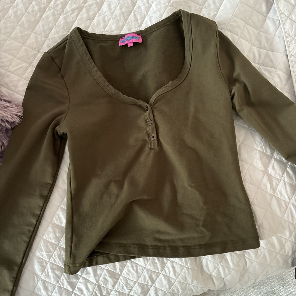Olive Green Long Sleeve Top